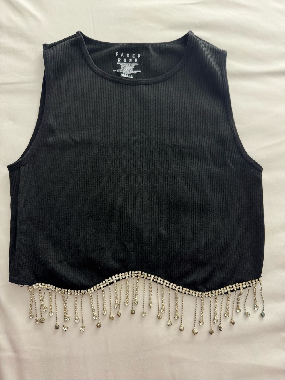 Black Draped in Rhinestones Top
